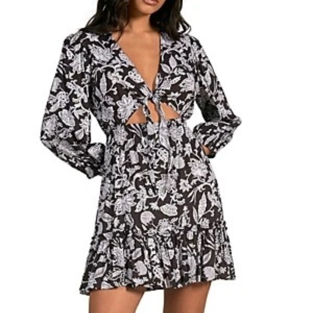 NWT Bloomingdale's Brown and White Puff Sleeve Sundress MSRP $159